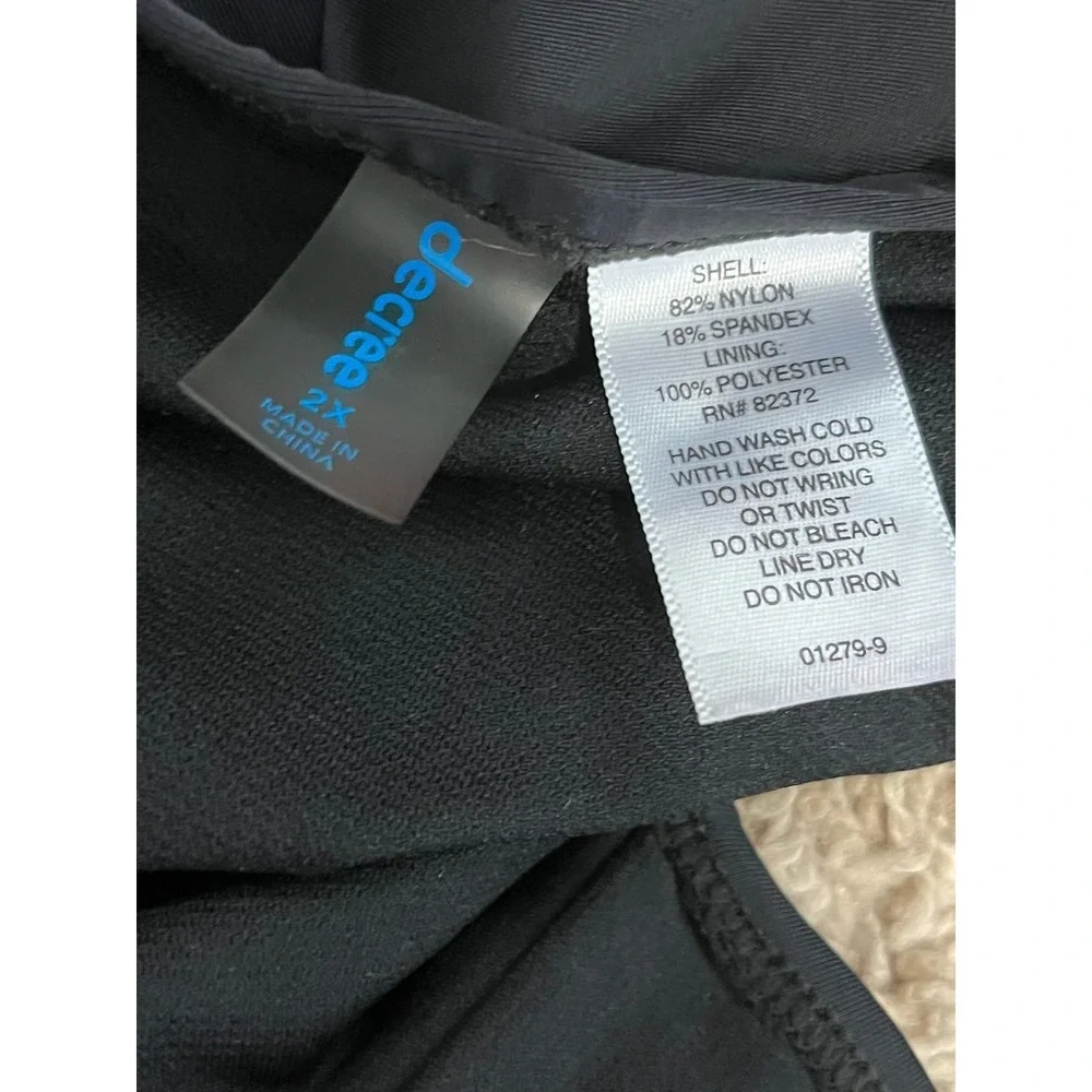 Decree Womens Size 2X Black Bikini Low-Rise Hipster Swim Bottoms Medium Coverage